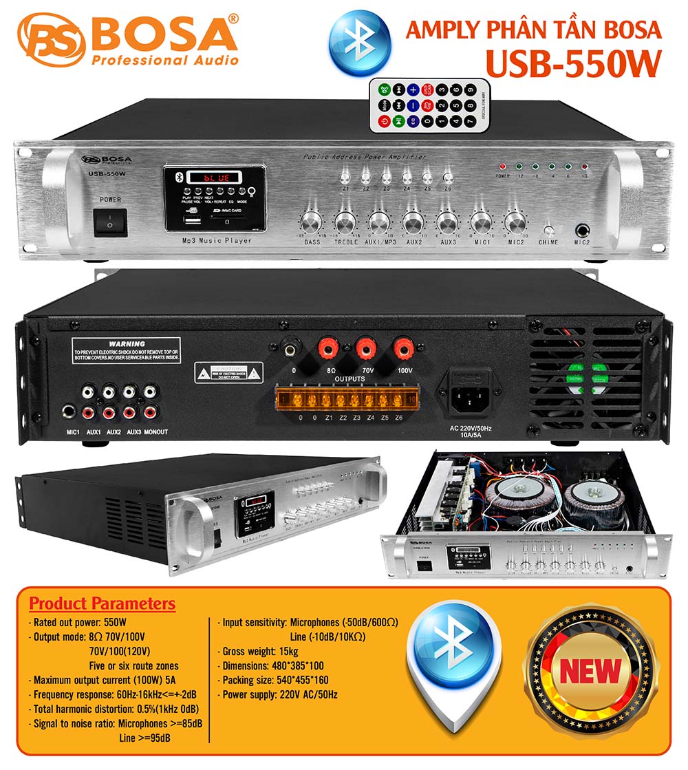 Amply phân tần bosa USB-550W