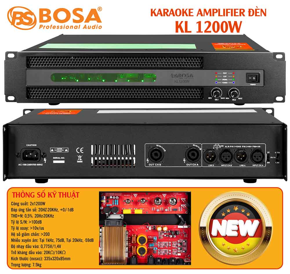 Amplifier karaoke đèn bosa KL1200W