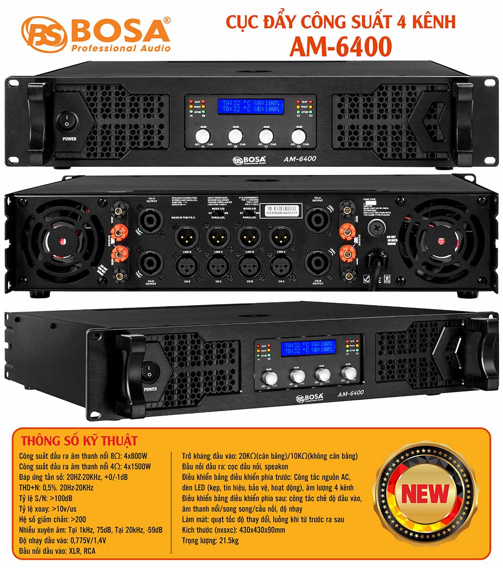 Main cục đẩy công suất 4 kênh bosa AM-6400