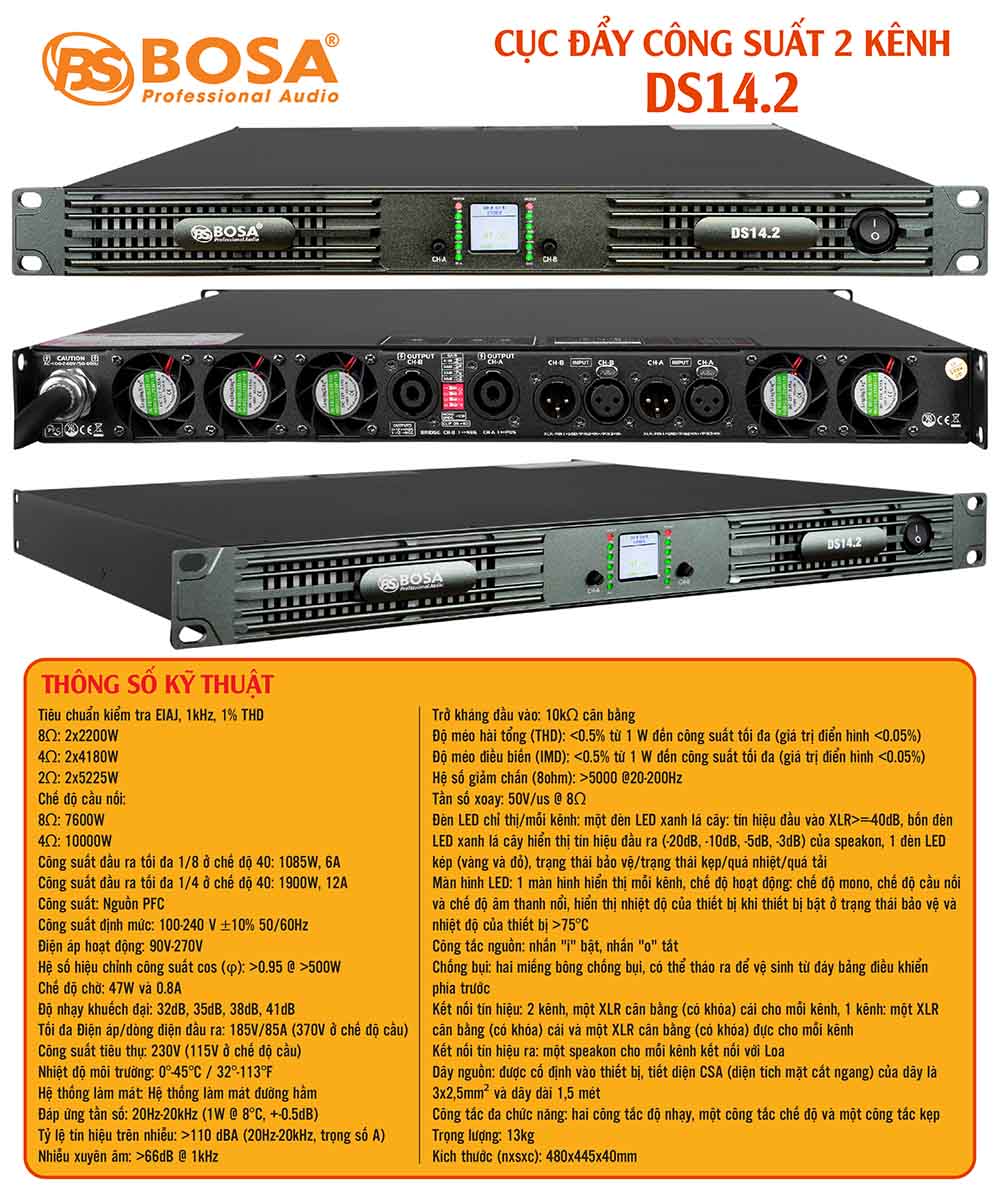 Main cục đẩy công suất 2 kênh bosa DS14.2