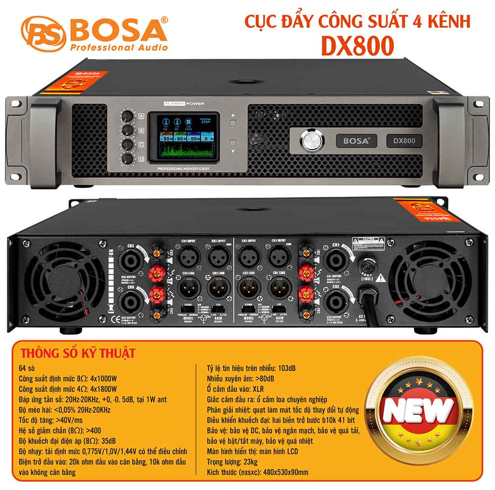 Cục đẩy công suất 4 kênh bosa DX800