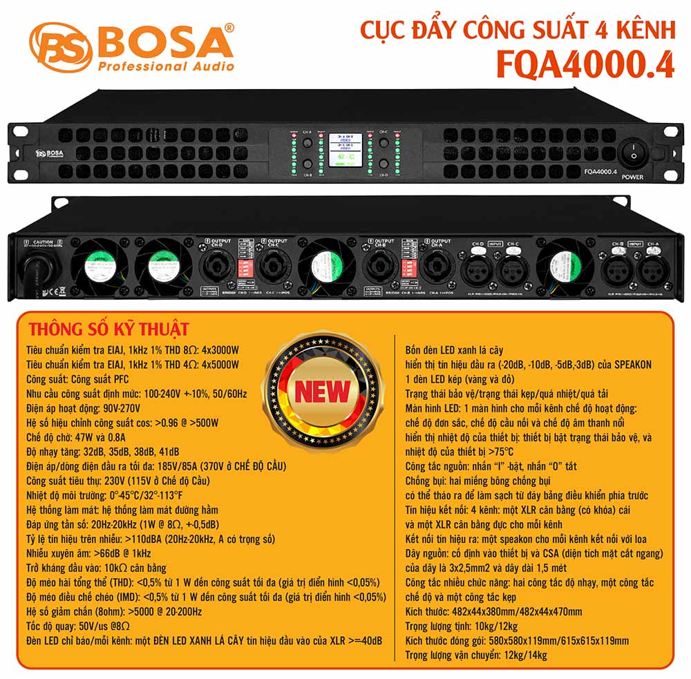 Cục đẩy công suất 4 kênh bosa FQA4000.4