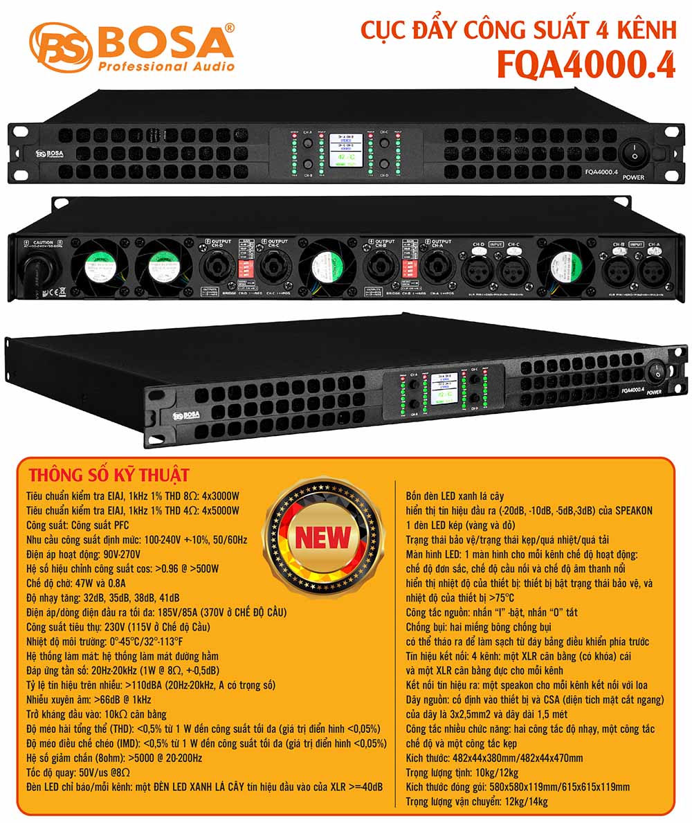 Cục đẩy công suất 4 kênh bosa FQA4000.4