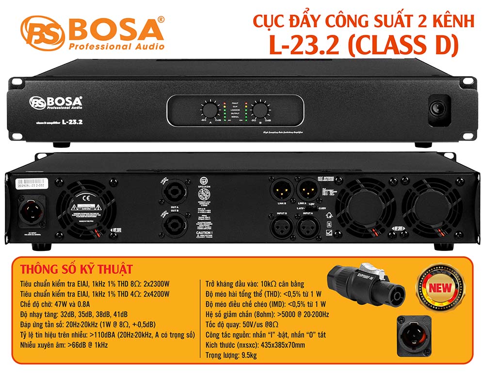 Main cục đẩy công suất 2 kênh bosa L-23.2