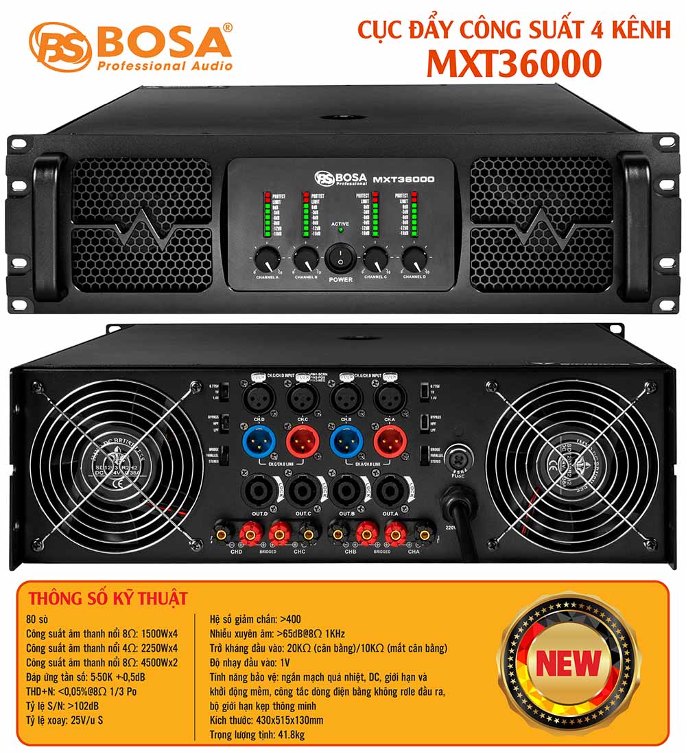 Cục đẩy công suất 4 kênh bosa MXT36000