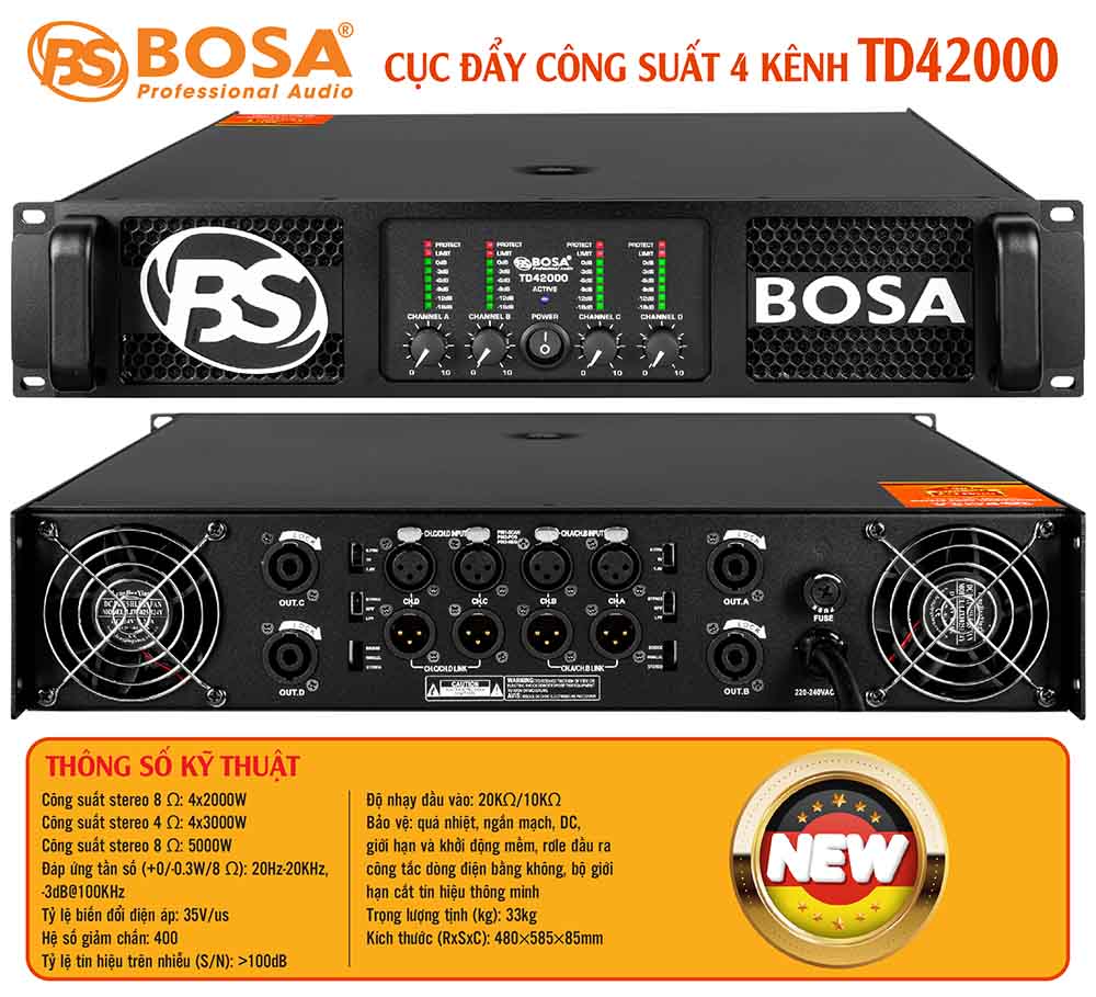 Cục đẩy công suất 4 kênh bosa TD42000