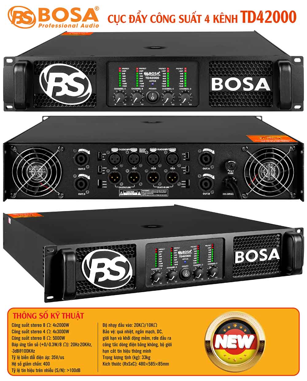 Cục đẩy công suất 4 kênh bosa TD42000
