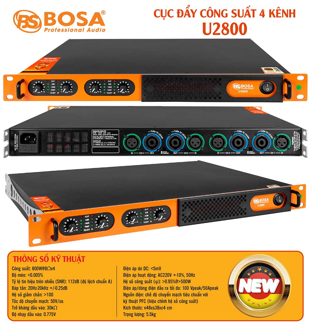 Main cục đẩy công suất 4 kênh bosa U2800