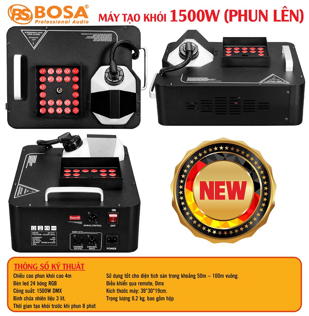 Máy tạo khói bosa 1500W LED (phun lên)