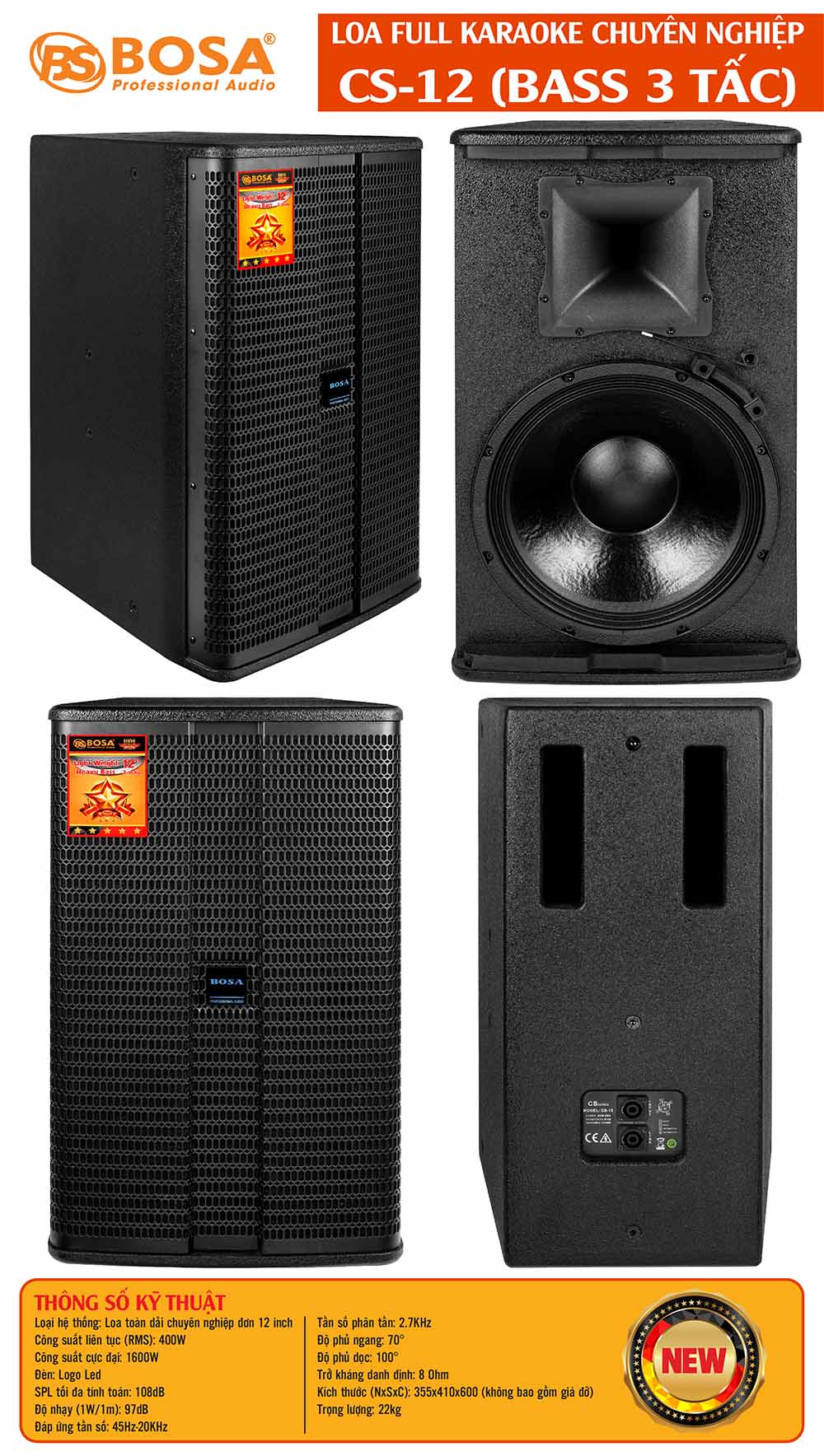 Loa full karaoke bosa CS-12 ( Bass 3 tấc)