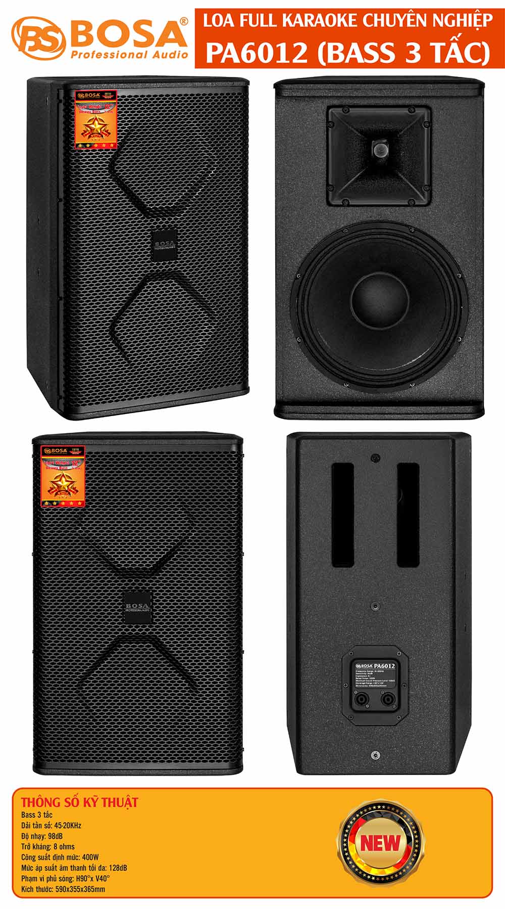 LOA FULL BOSA PA6012 (BASS 3 TẤC)