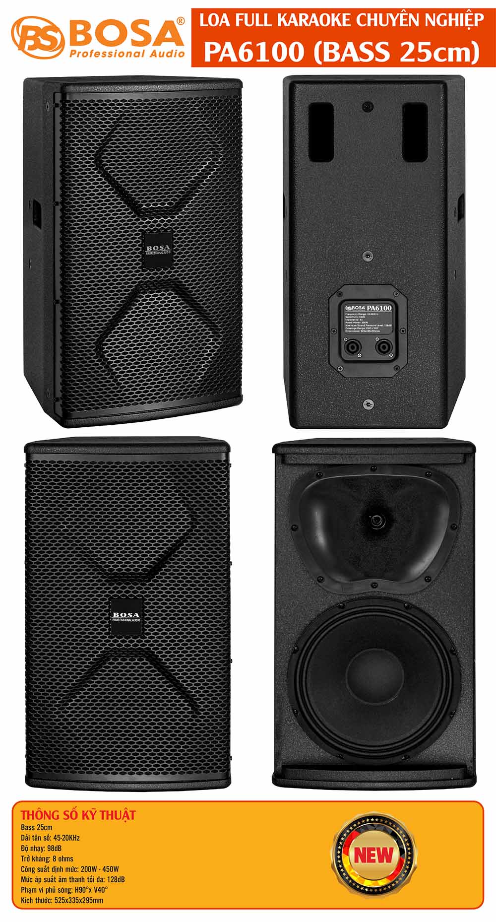 LOA FULL BOSA PA6100 (BASS 25cm)