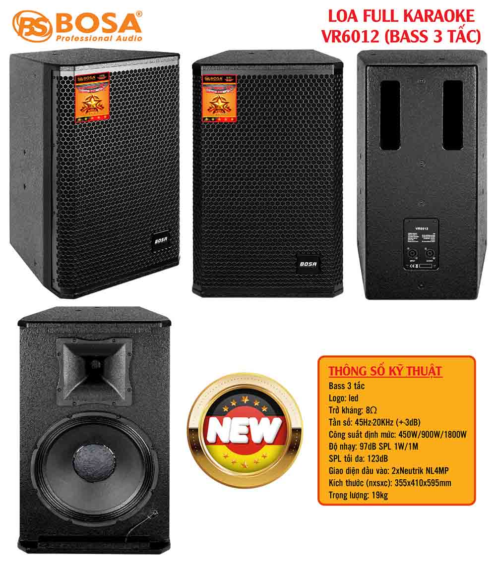 Loa full karaoke bosa VR6012 (Bass 3 tấc)