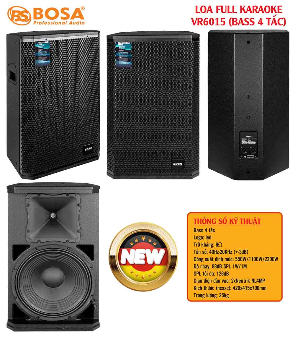 Loa full karaoke bosa VR6015 (Bass 4 tấc)