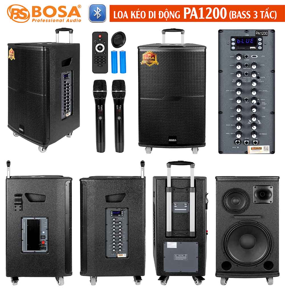Loa kéo di động bosa PA1200 (Bass 3 tấc)