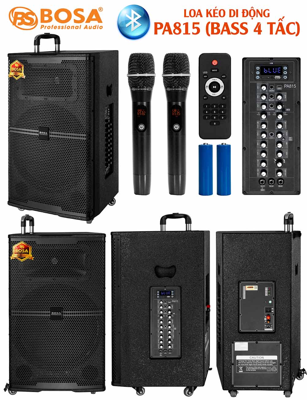 LOA KÉO DI ĐỘNG BOSA PA815 (BASS 4 TẤC)