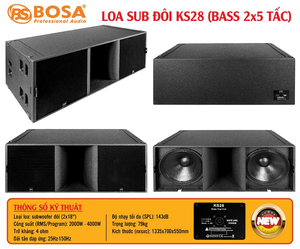 LOA SUB ĐÔI BOSA KS28 (BASS 2x5 TẤC)
