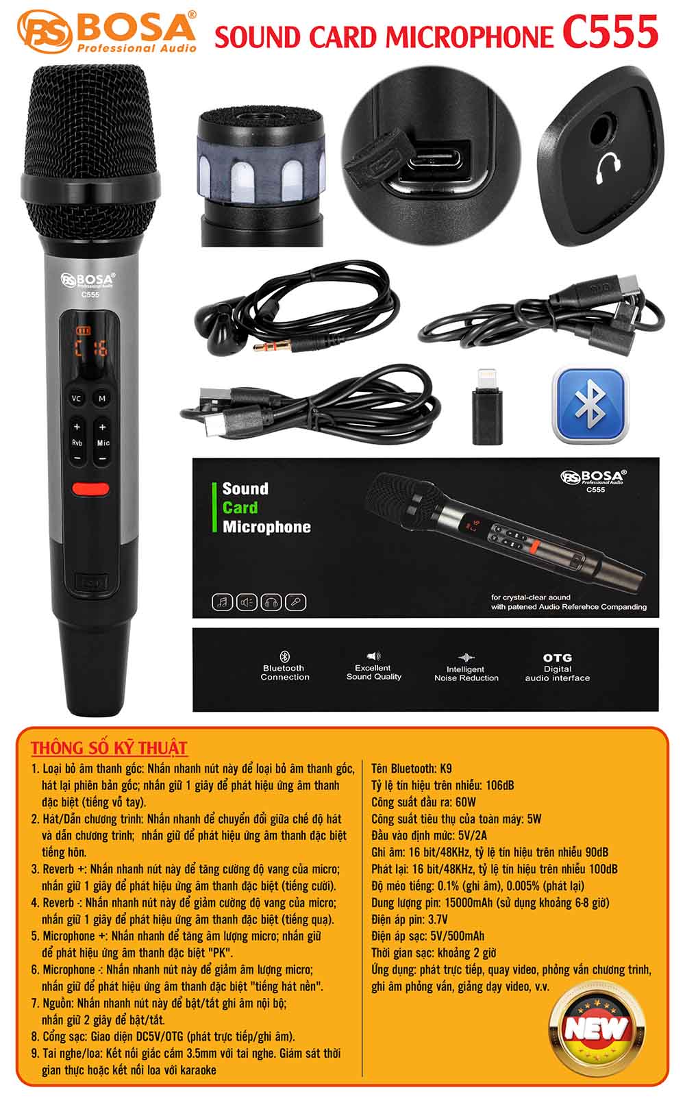 Microphone card âm thanh bosa C555