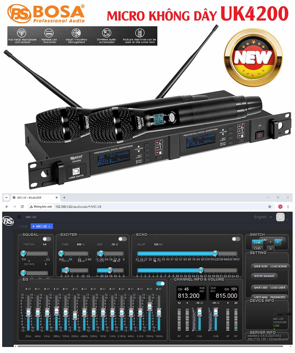 Micro không dây bosa UK4200 (đen)