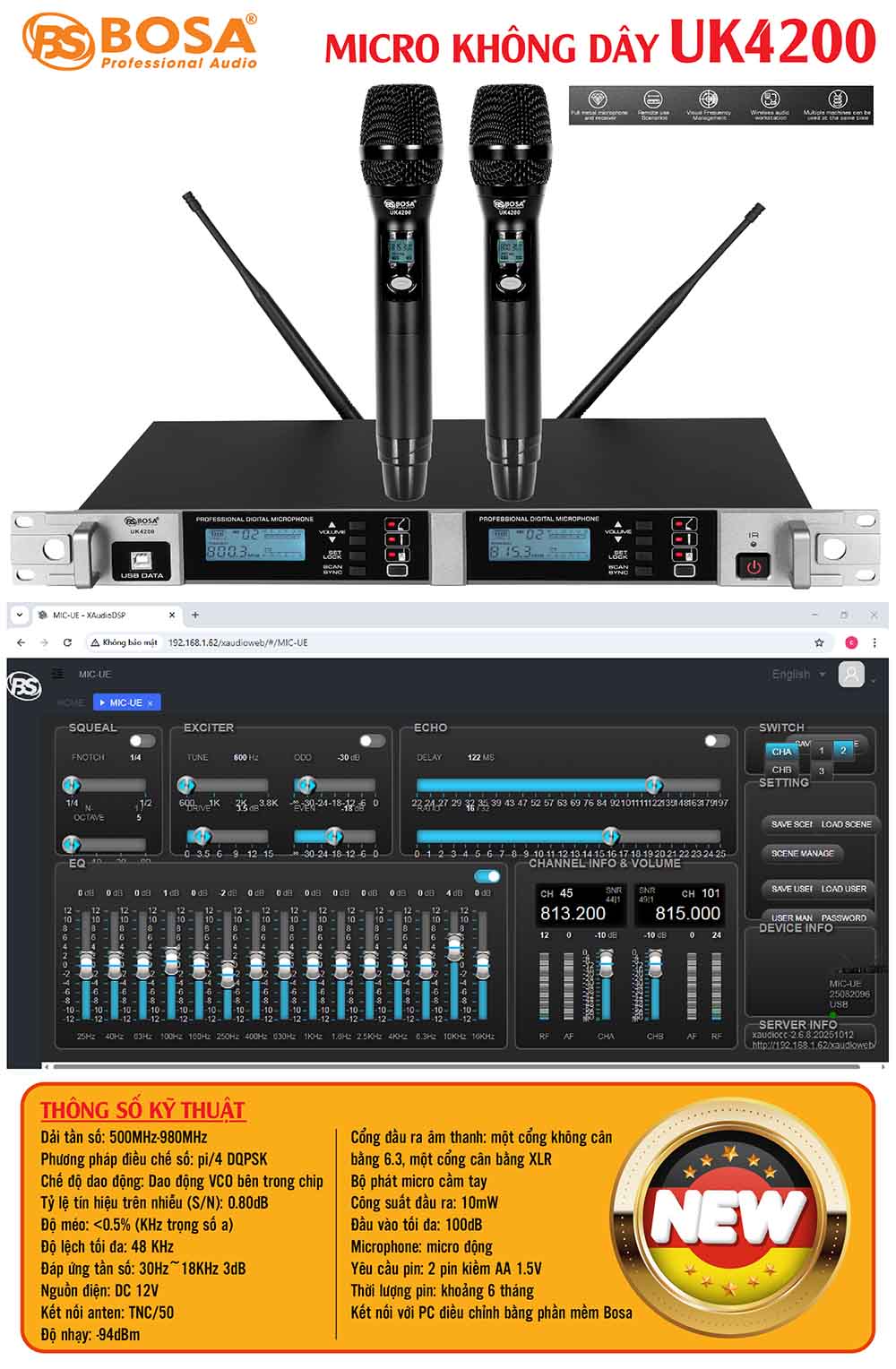 Micro không dây bosa UK4200