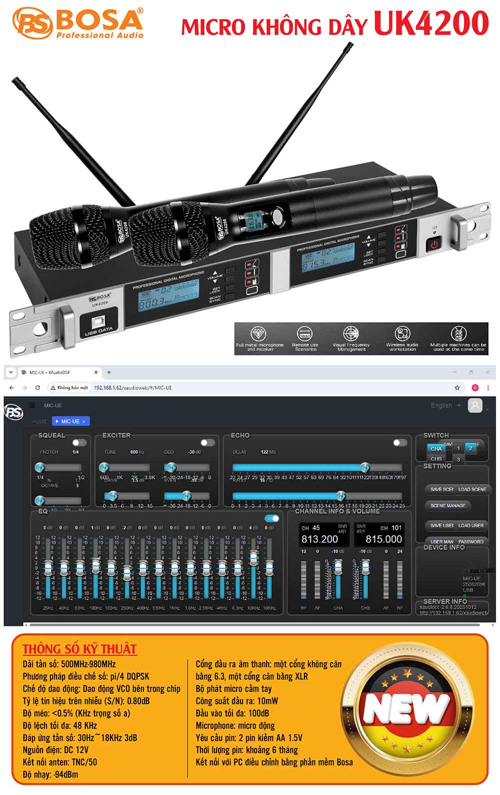 Micro không dây bosa UK4200
