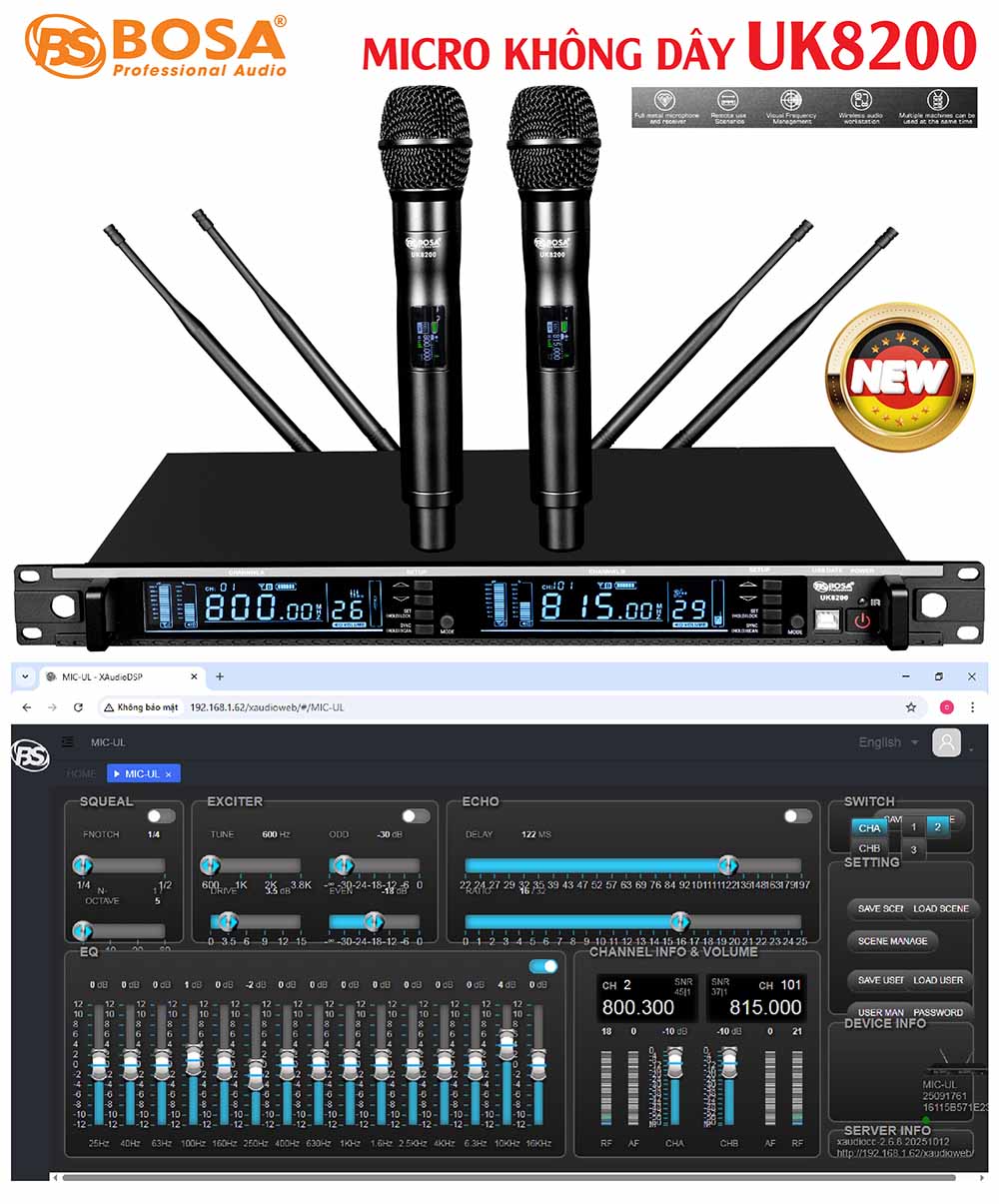 Micro không dây bosa UK8200