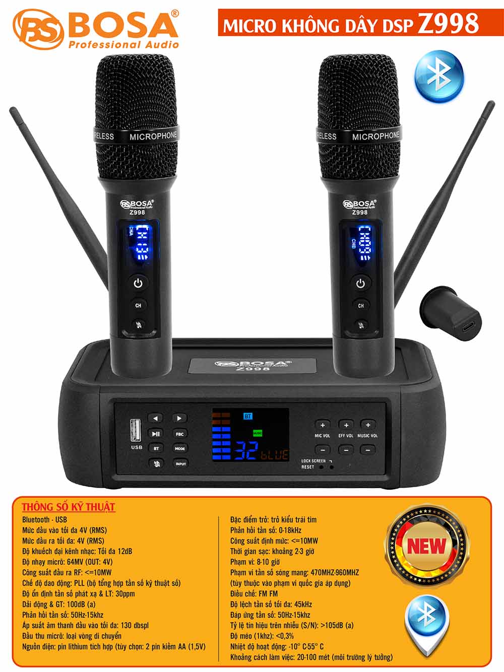 Micro không dây DSP 3 in 1 Z998 (Bluetooth)