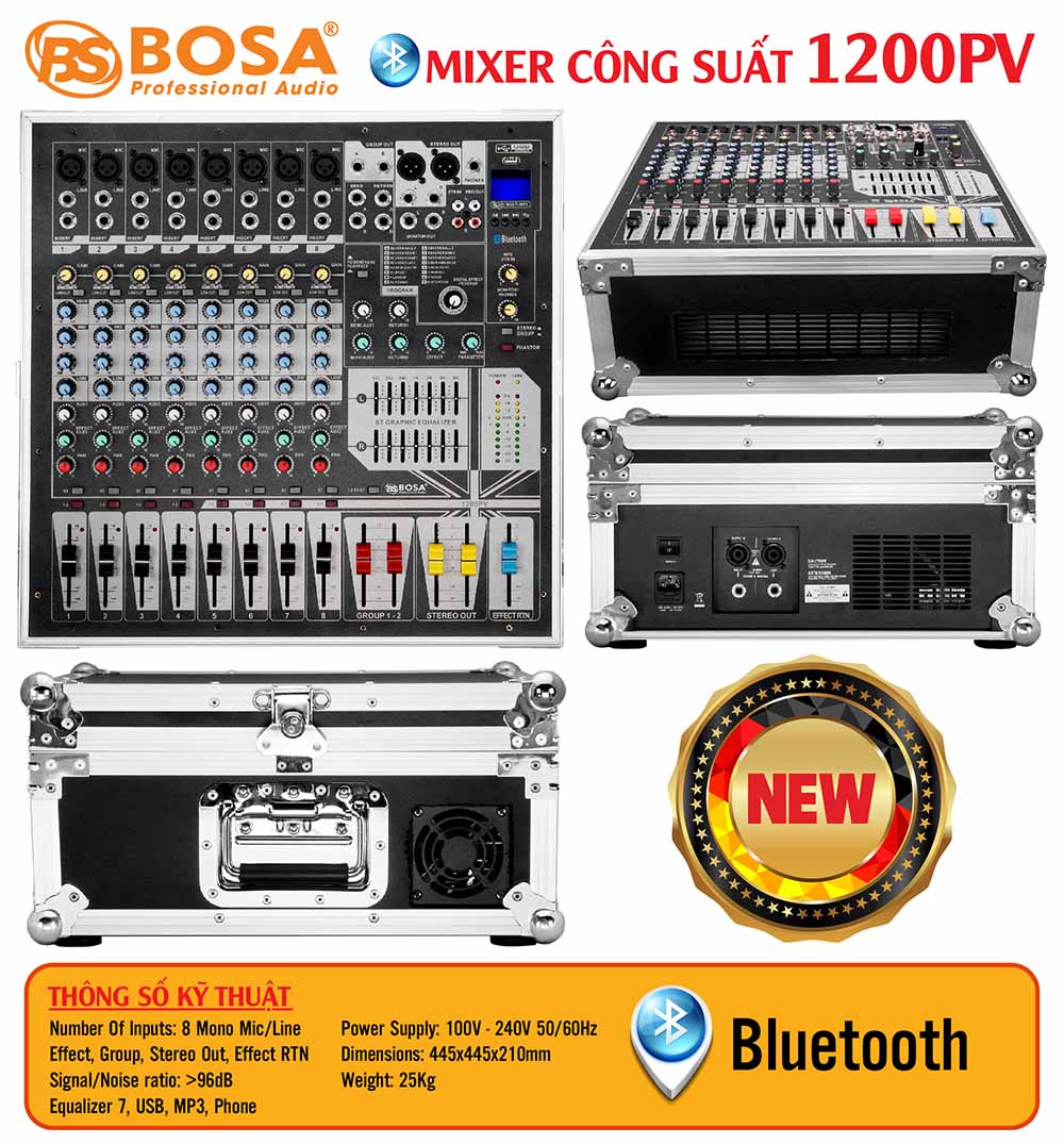 Mixer công suất bosa 1200PV - Bluetooth