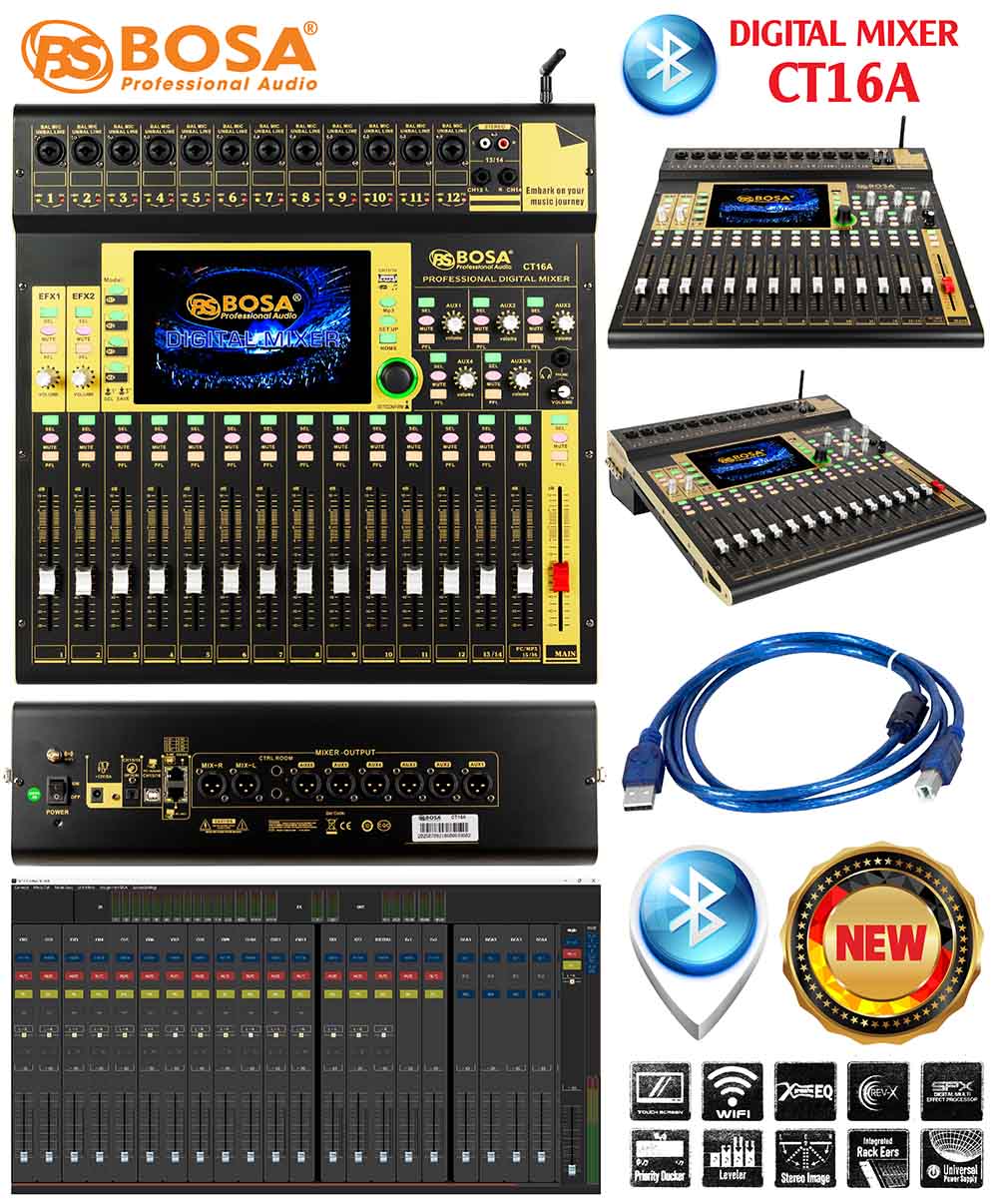 Digital mixer bosa CT16A (vàng) - Bluetooth
