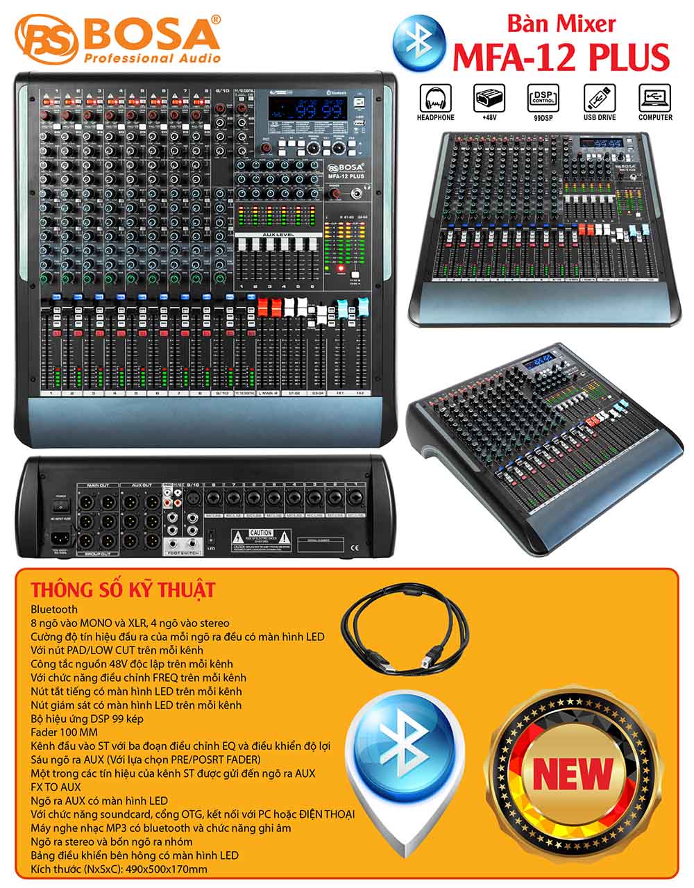 Mixer bosa MFA-12 PLUS bluetooth