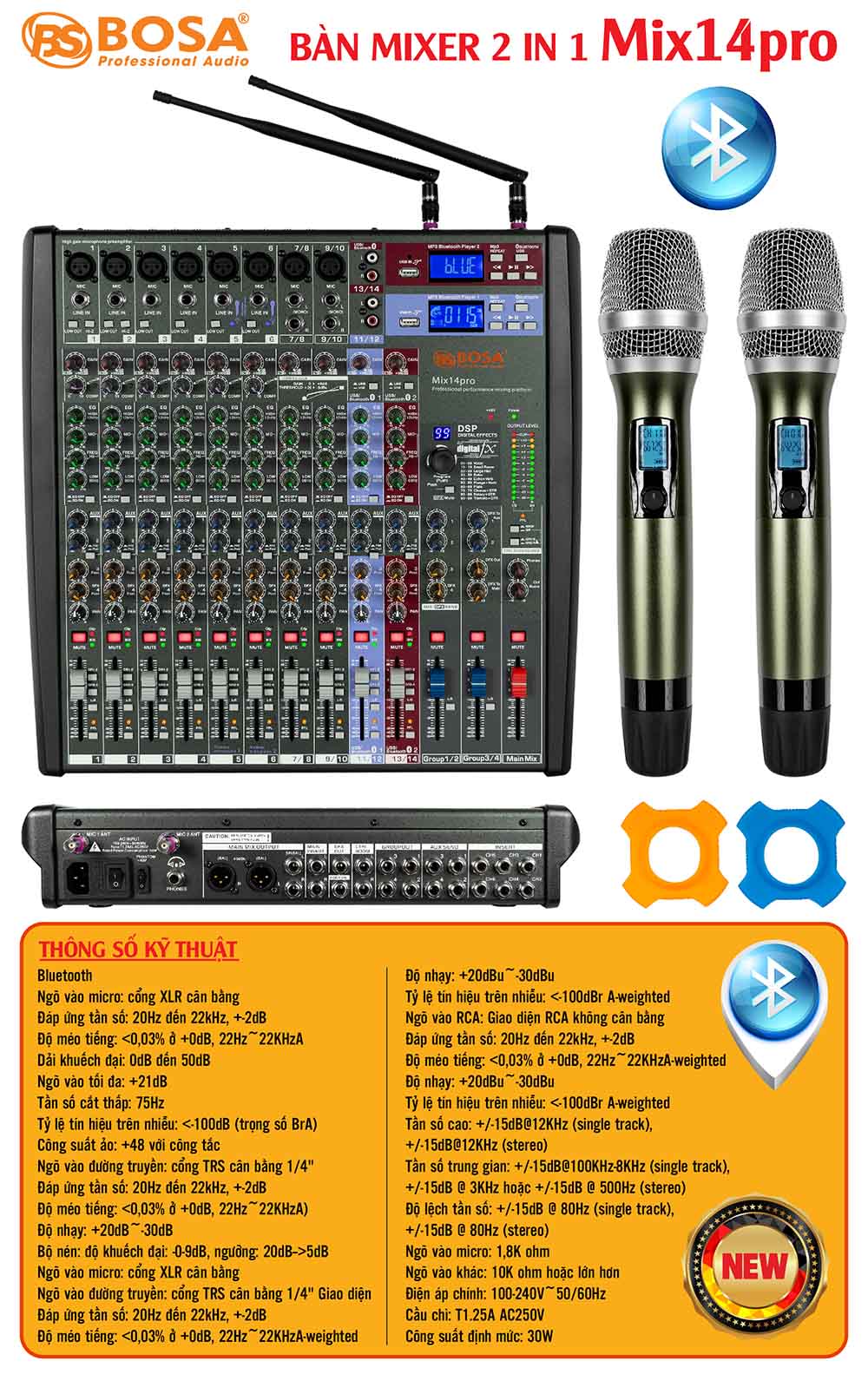 Bàn mixer bosa 2 in 1 Mix 14pro bluetooth