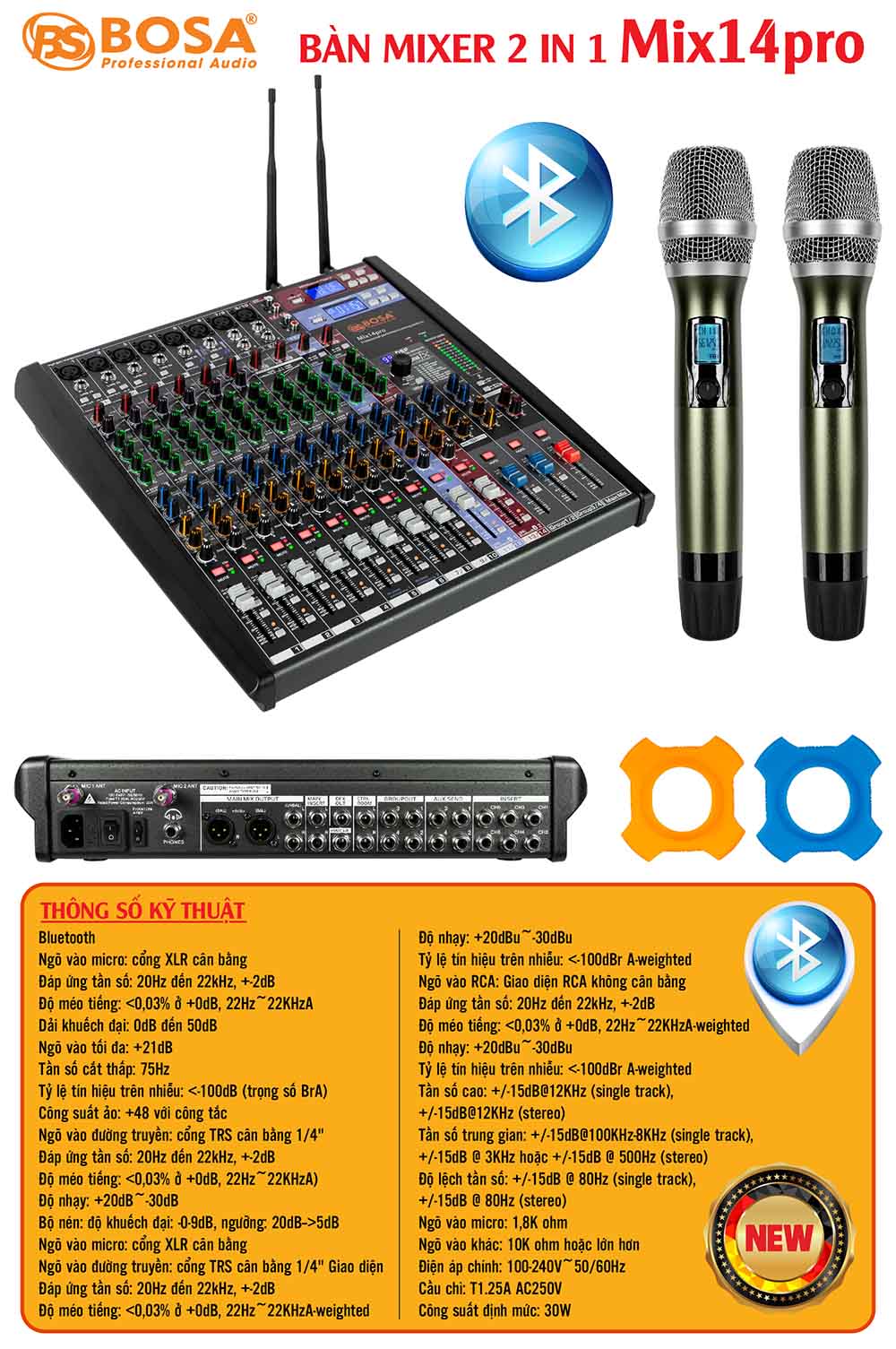 Bàn mixer bosa 2 in 1 Mix 14pro bluetooth