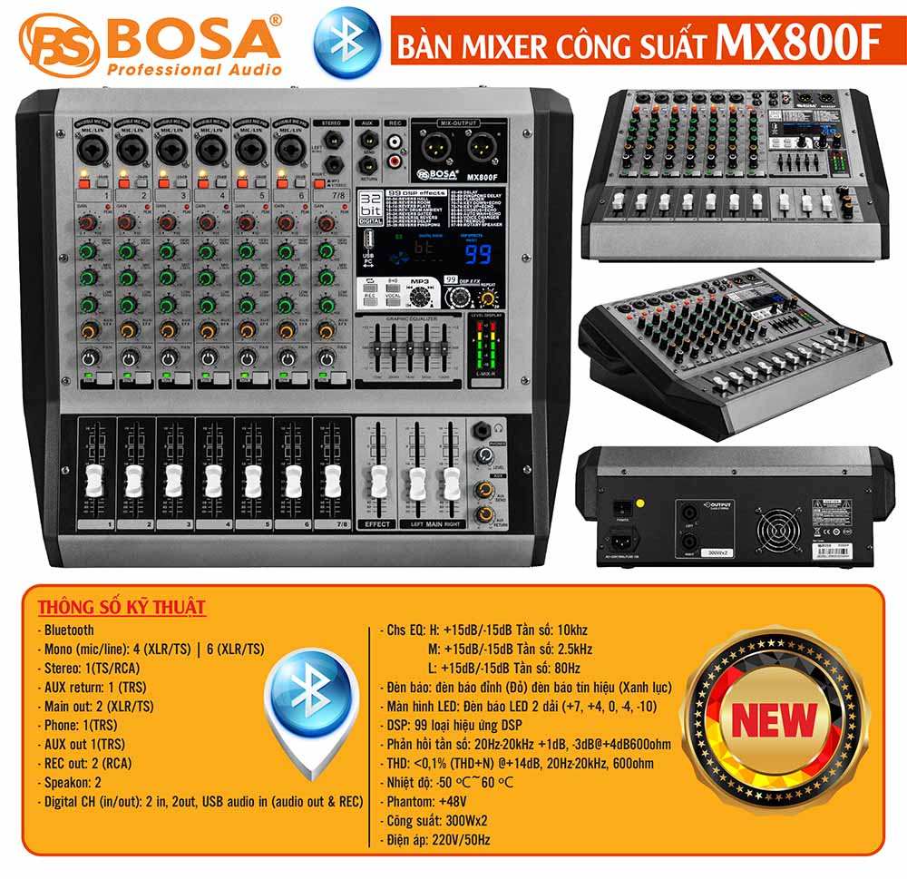 Bàn mixer công suất bosa MX800F